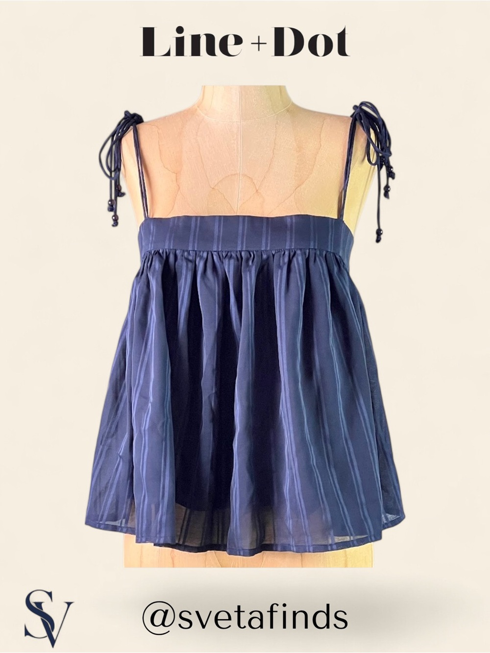 NWT Line & Dot Desi Striped Tie Strap Cami Tank Top Small